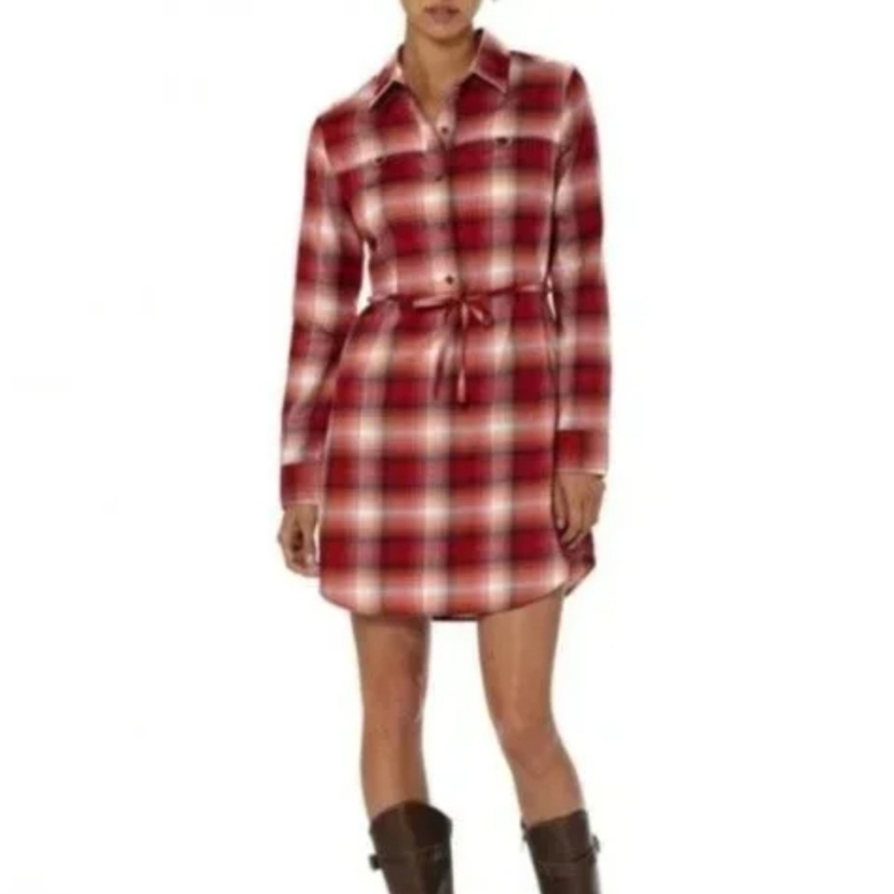 Patagonia Red Plaid Mini Shirt Dress